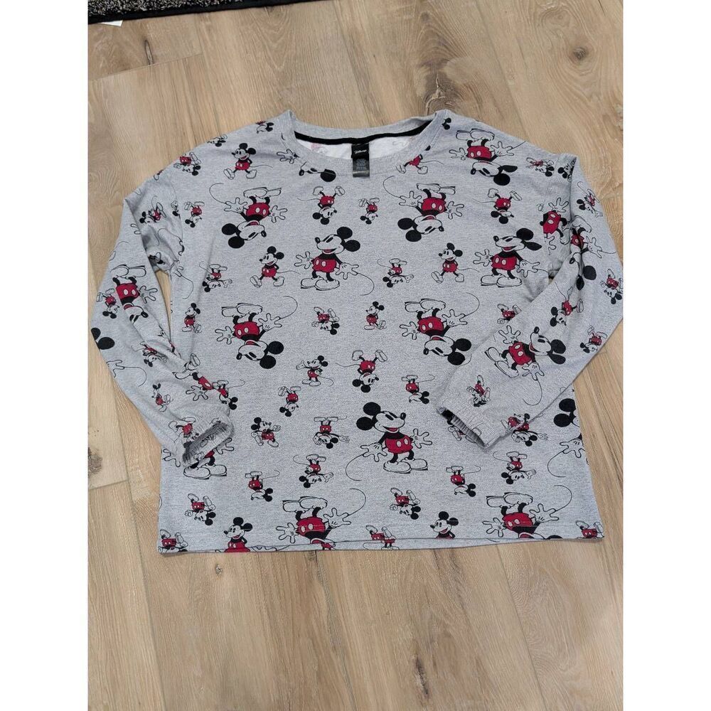 Disney Mickey Mouse Pajama Top – Women’s Small – Gray Allover Print (Costco)
